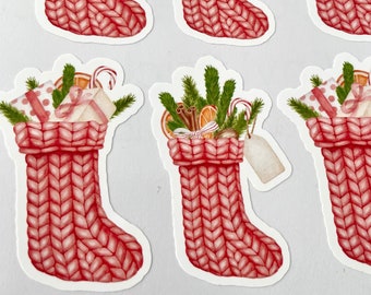 Christmas Stocking Sticker Sheet Christmas Stickers Knitted stockings envelope stickers package gift journal Christmas Die Cuts  Scandi