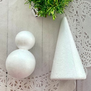 White Foam Cones Styrofoam trees blank Christmas Styrofoam snowman snowmen Victorian Cone ornament craft sequin ornament  w3
