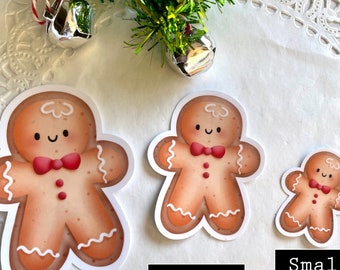 Gingerbread Man Stickers Waterproof laptop sticker Christmas Winter Sticker Waterproof sticker stocking stuffer vinyl decal mom dad baby  F7