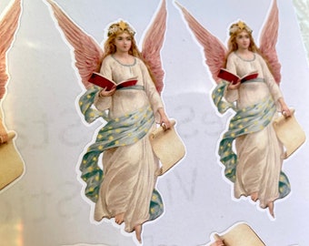 Vintage Angel Sticker Sheet Christmas Stickers  envelope stickers package gift journal Angel Die Cuts pink blue ivory E11