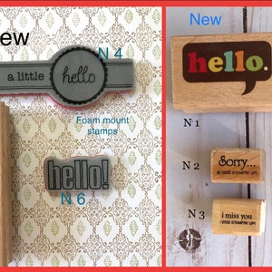 Hello Rubber Stamp Sorry I miss you a happy hello you are the apple of my eye  sentiment card making tags  stampin up stamping   foam w2