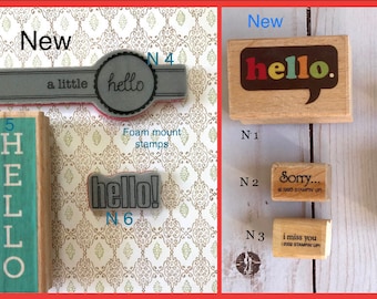 Hello Rubber Stamp Sorry I miss you a happy hello you are the apple of my eye  sentiment card making tags  stampin up stamping   foam w2