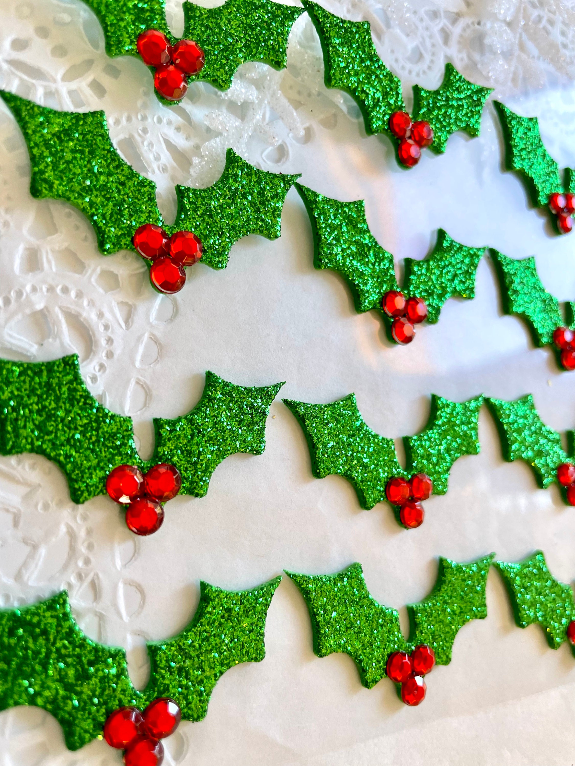 Holly Leaves and Berries Stickers Christmas Foam Embellishments Winter ...