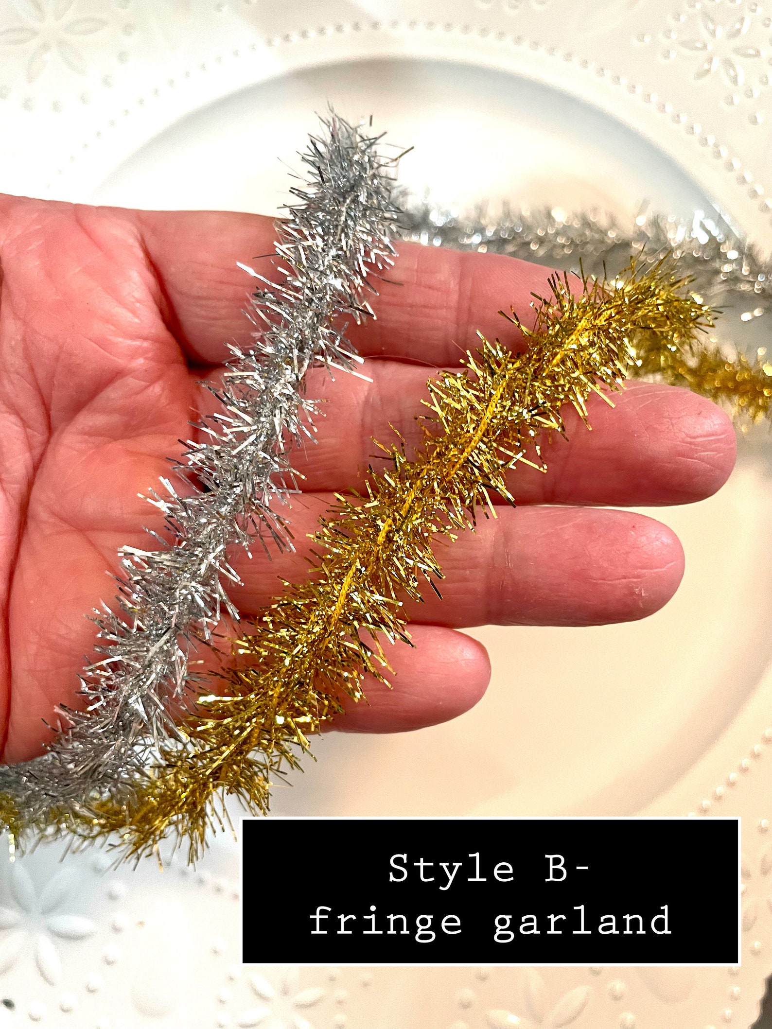 Mini Tinsel Garland Gold Silver Red White Iridescent Ribbon Etsy