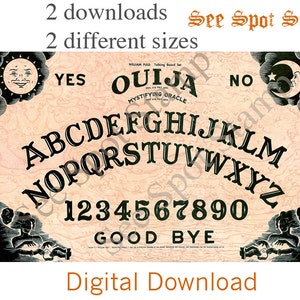 Ouija Board Digital Download Halloween  instant jpeg jpg pdf  invitations bag topper collage  card making you print printable scary