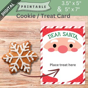 Santa COOKIE Card Natale stampabile digitale download Cookie Card download panetteria dolcetti borsa caramelle uso commerciale Caro Santa Face sostenitore