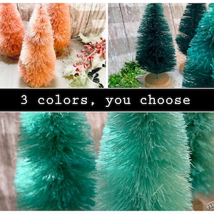 6 inch Bottle Brush Trees Green Pink Teal Aqua  Mini Christmas tree miniature little small  sisal trees  w2