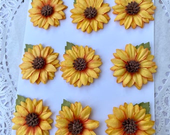 Sunflower embellishment Mulberry Paper Fall Autumn card making scrapbooking stickers 3D