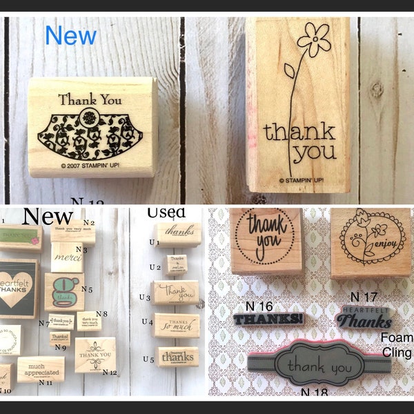 Thank You Rubber Stamp Merci Much Appreciated Heartfelt Thanks So Much Many flower very much g gee a melon  Stampin Up mini big script  w3