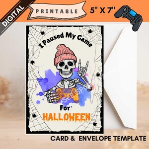Halloween Karte Gamer Videospiel Spieler Digitale Grußkarte Sofortiger digitaler Download Halloween Videospiel Fernbedienung Kürbis