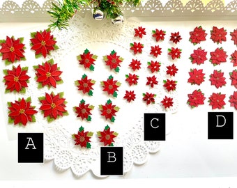 3D Layered Poinsettia Christmas stickers  embellishments Red flower pointsettia sticker sheet Xmas D1