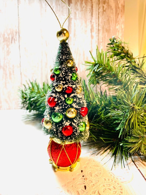 Bottle Brush Tree Ornament Vintage Style Decorated Tree With Etsy