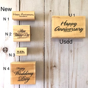Happy Anniversary & Wedding Day Rubber Stamps  Mr and Mrs  retired Stampin Up mini big script sentiment tiered cakr w3