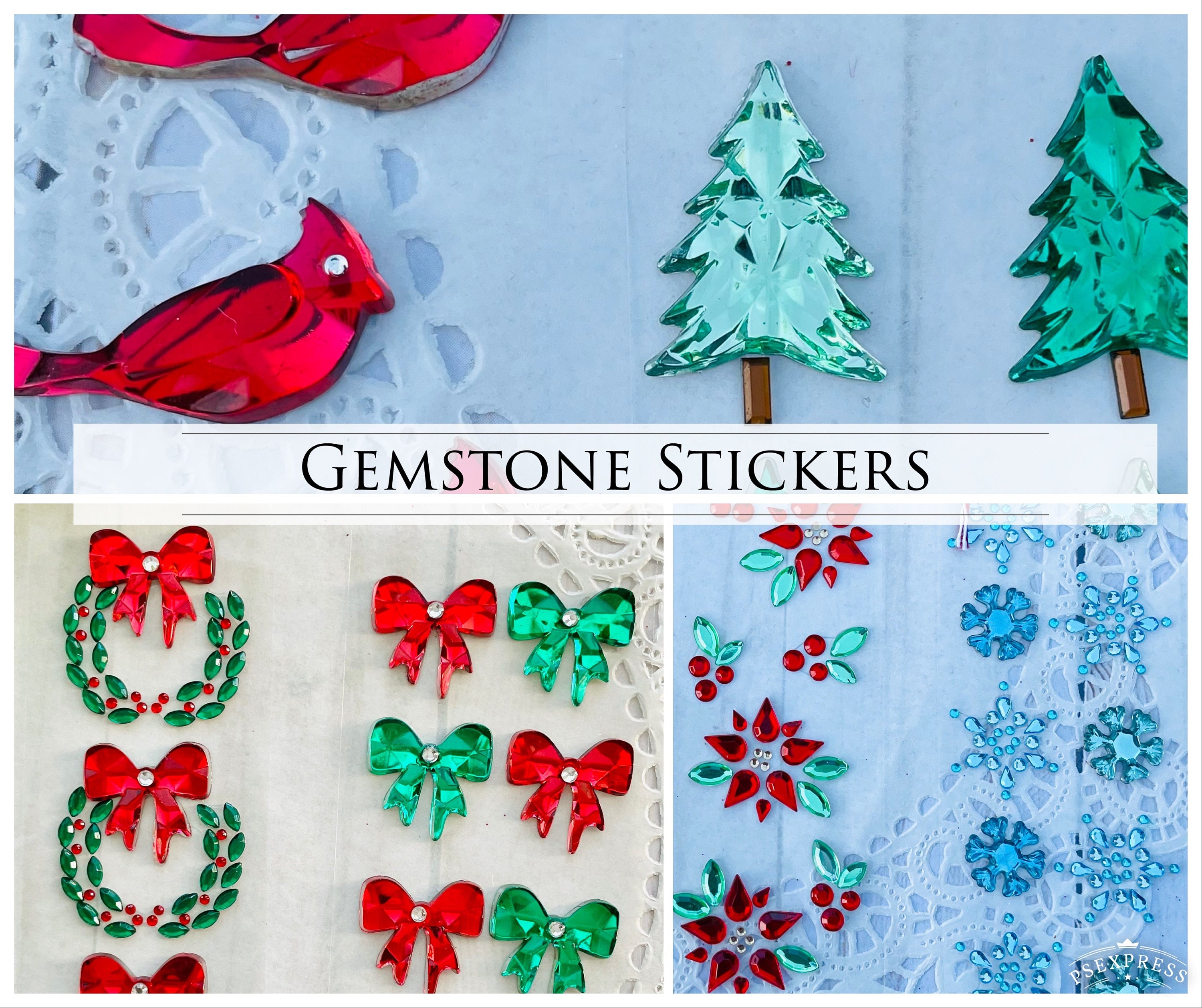 Christmas Gemstone Stickers Adhesive Gems Winter Snowflakes Etsy