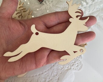 Wooden Reindeer Blanks Christmas ornament wood natural Christmas garland kit laser cut deer  w2hl