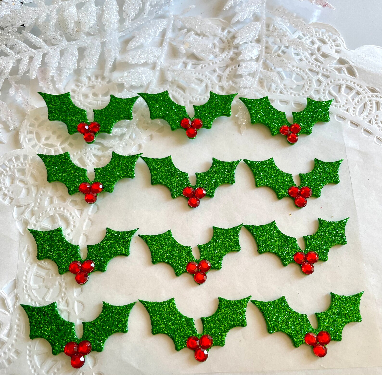 Holly Leaves and Berries Stickers Christmas Foam Embellishments Winter ...