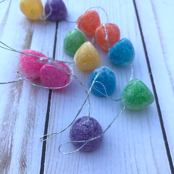 Gum Drop Candy embellishment Mini charm Christmas mini ornament sugared multi color pink green blue orange yellow purple faux gumdrops 12 w2