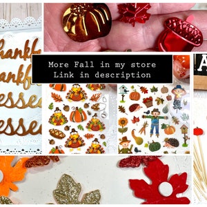 Beautiful Fall Autumn Stickers done on clear mylar with gold foil accents. leaves, leaf maple oak and more also harvest corn.