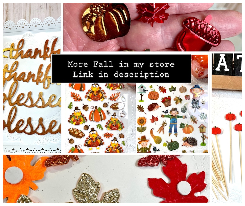Beautiful Fall Autumn Stickers done on clear mylar with gold foil accents. leaves, leaf maple oak and more also harvest corn.