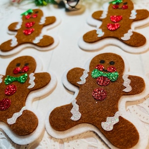 Christmas felt gingerbread boy girl sticker die cut embellishment ginger bread card making hair decoration  ornament 3d w1hl