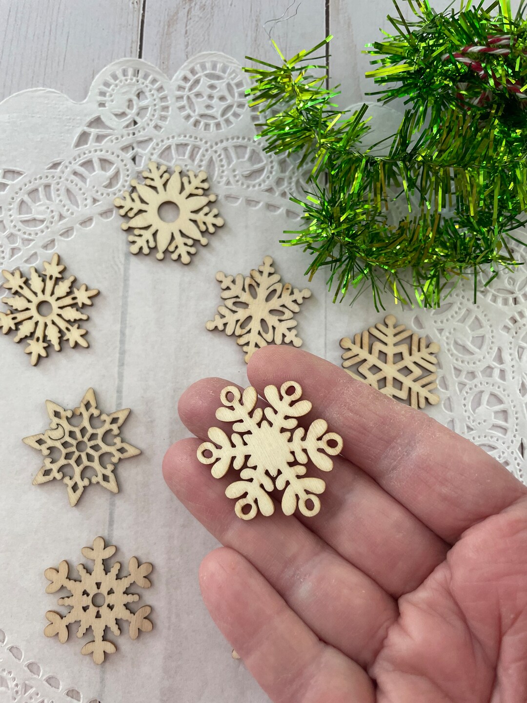 Mini Wooden Snowflakes Wood Snowflake Blanks Filigree Blank Laser Cut