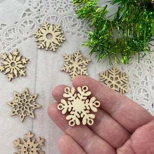 Mini Wooden Snowflakes Wood Snowflake Blanks filigree blank laser cut embellishment  w1 hl