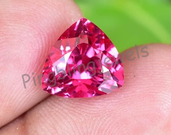 5.55 Ct Red Pink Rubellite Tourmaline, Trillion Cut, AGL Certified