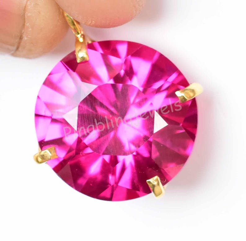 Livfullt rosa rubinhänge, 925 sterlingsilver, AGL-certifierad bild 6