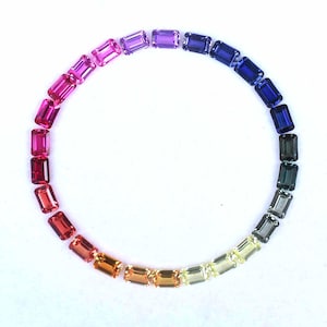 Regnbågssafir ädelstensset: 4 x 6 MM smaragdslipning, 26 st, Sri Lanka