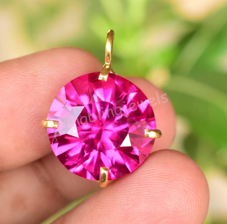 Livfullt rosa rubinhänge, 925 sterlingsilver, AGL-certifierad bild 3