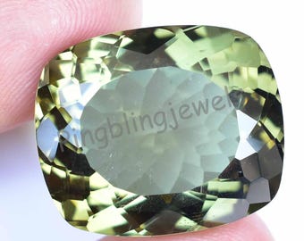 Natural Hiddenite Gemstone, 26.85 Ct Green Cushion Cut, AGSL Certified
