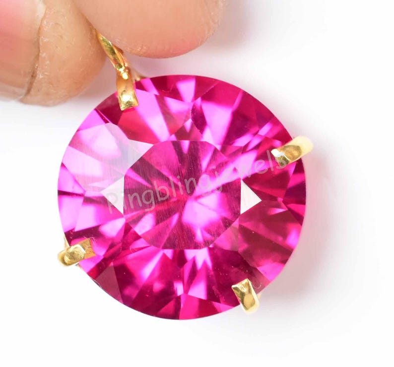 Livfullt rosa rubinhänge, 925 sterlingsilver, AGL-certifierad bild 5