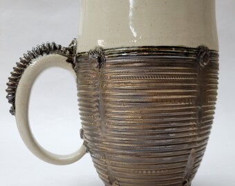 Large Cooling Fin Mug with Bronze Glaze