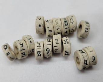 Rustic Typewriter Key Porcelain 11x5mm Handmade Bead