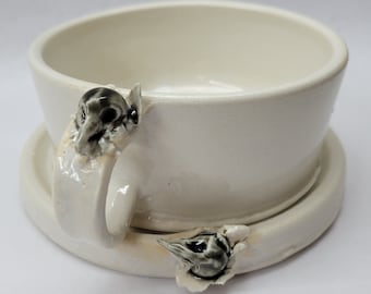 Hatching Bird Skull Porcelain Cup and Saucer Set v2.0
