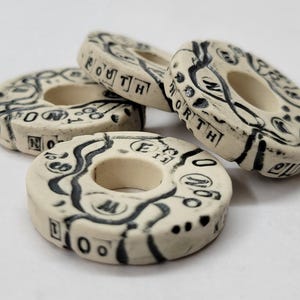 Handmade River Frontage Compass Porcelain Bead 34x7mm