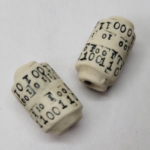 Rustic Binary Handmade Porcelain Bead 25x15mm