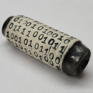 Rustic Binary Handmade Porcelain Bead 44x15mm