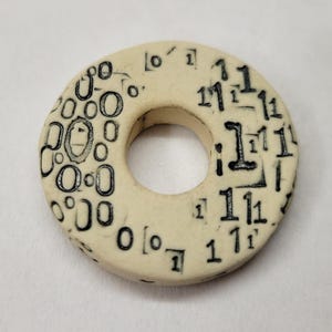 Binary Code Handmade Porcelain Bead 34x6mm