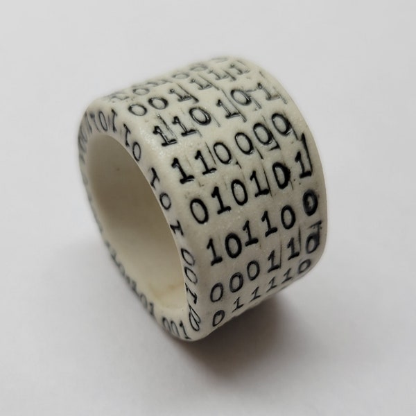 Rustic Binary Porcelain 31x18mm Focal Bead or Large Dread Bead