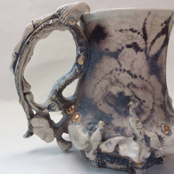 Lacy Bone Mug with 22k gold details