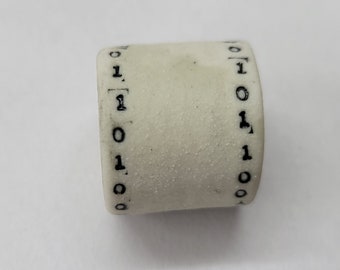 Rustic Binary Porcelain 19x15mm Focal or Dread Bead