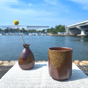 Made in Japan Ceramic Duo – A Ritual in a Box | Japanese Cup and Vase | Minimalist Pottery | Handmade Zen Decor | Free Shipping