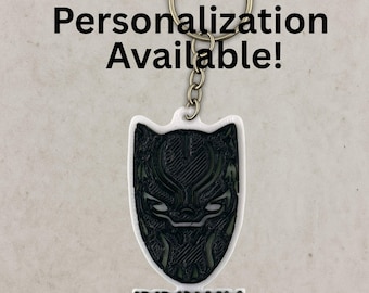 Personalized Black Panther Keychain, Keychain with Name, Custom Keyring, personalised keyring, Custom Keychains, Name Bar Keychain