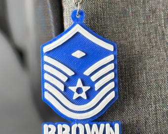 Personalized E7 Rank Keychain, USAF First Sergeant, Airforce Promotion, E7 Bag Tag, USAF MSgt Keychain, MSgt Promotion Gift