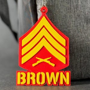 Personalized USMC Sergeant Rank Keychain: Marine Corps Sgt Gift