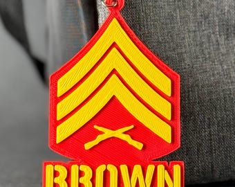 Personalized Sergeant Rank Keychain, USMC Sgt Keychain, Marine Corps Gift, Sgt Keychain, Sgt Promotion Gift, Custom Marines Gift