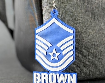 Personalized MSgt Keychain, USAF Master Sergeant Keychain, Airforce Retirement Gift, MSgt Rank Keychain, MSgt Promotion Gift, MSgt Bag Tag