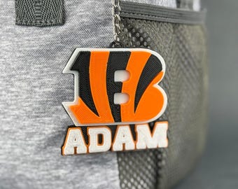 Personalized Cincinnati Football Keychain, Keychain, Custom Bag Tag, Personalized Bag Tag, Custom Keyring Name, Water Bottle Name, Bag Tag
