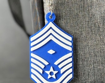 Personalized USAF First Sergeant E-9 Keychain, CMSgt Keychain, Air Force Veteran Gift, CMSgt Promotion Gift, CMSgt Name Tag